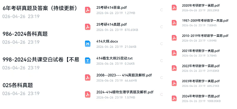 26考研历年真题大合集1986-2026年